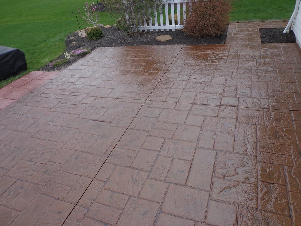 Finished stamped concrete patio at a home